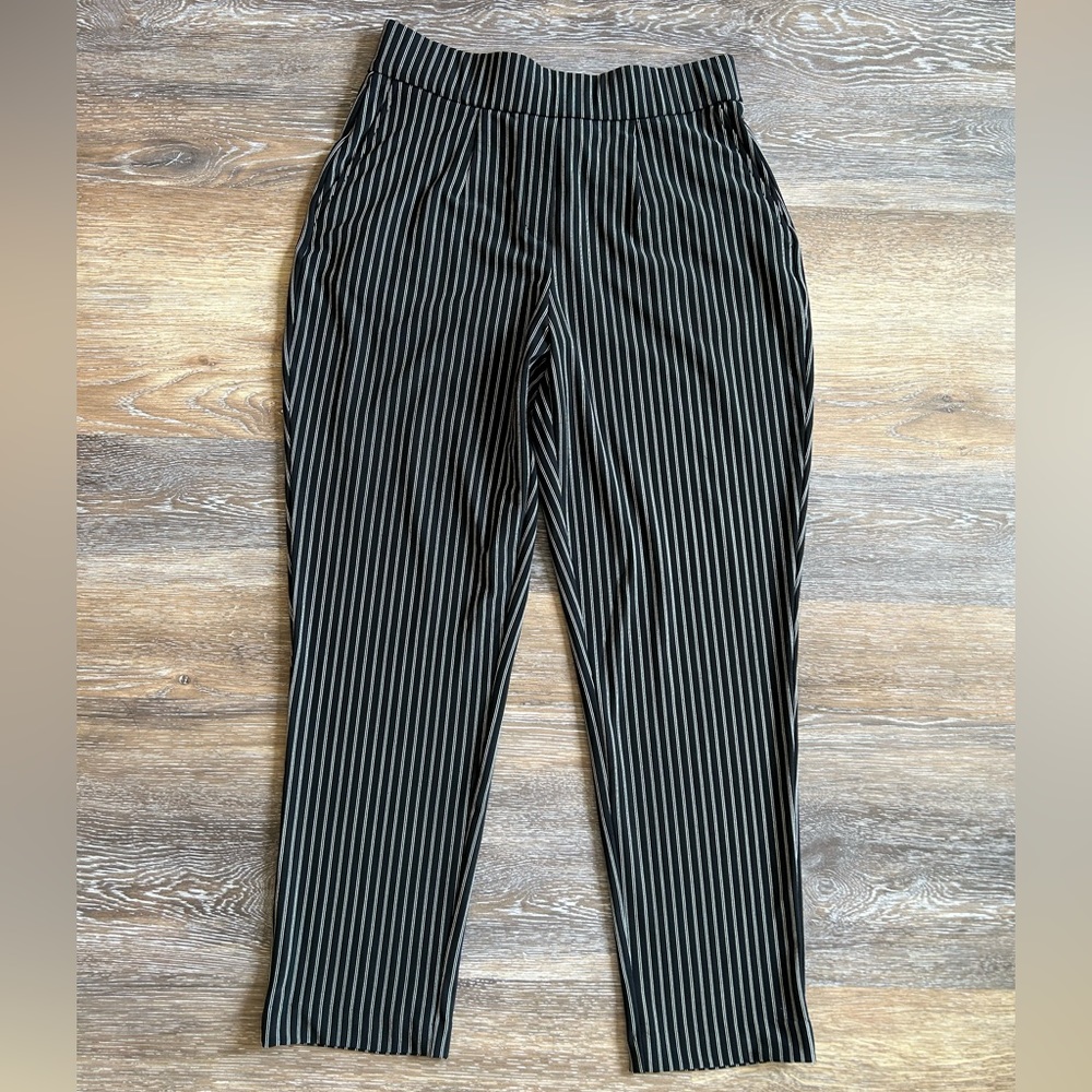 Hilary Radley Ladies' Pull-On Pants Black/White Stripe